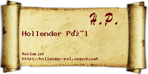 Hollender Pál névjegykártya