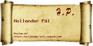 Hollender Pál névjegykártya